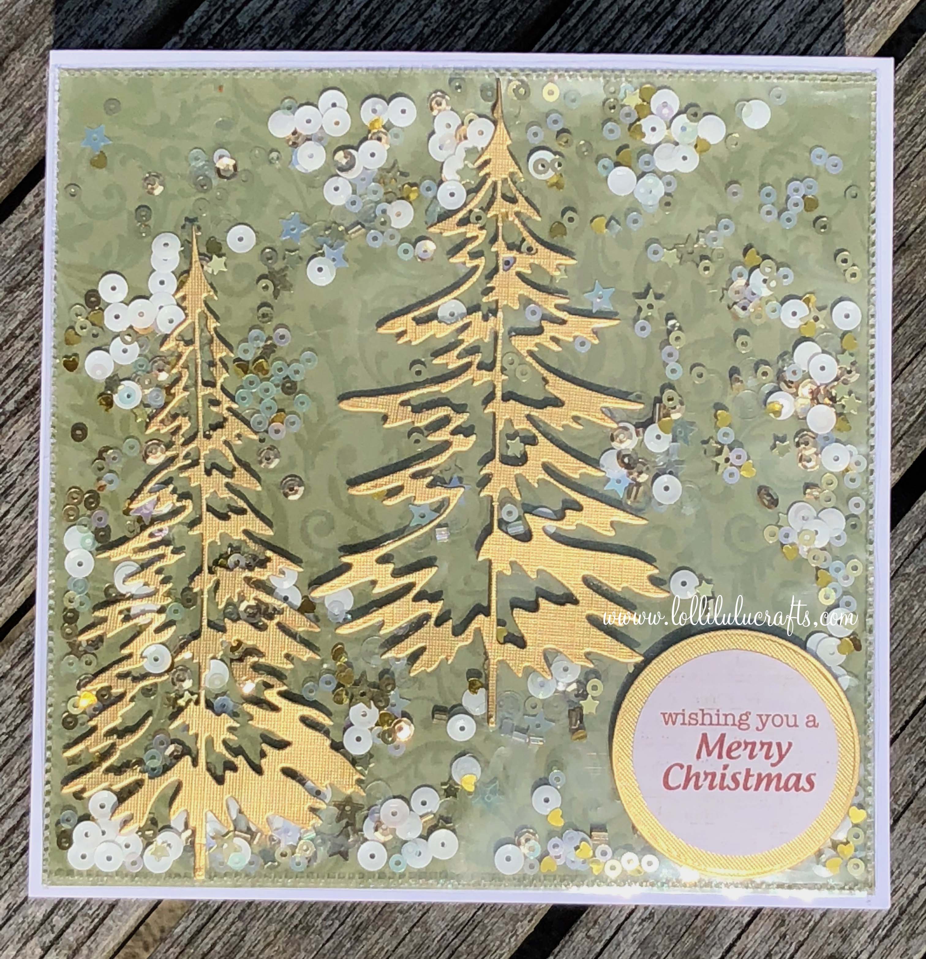 Tim Holtz Holiday Trees Fuse Shaker Christmas Card Lolli Lulu Crafts